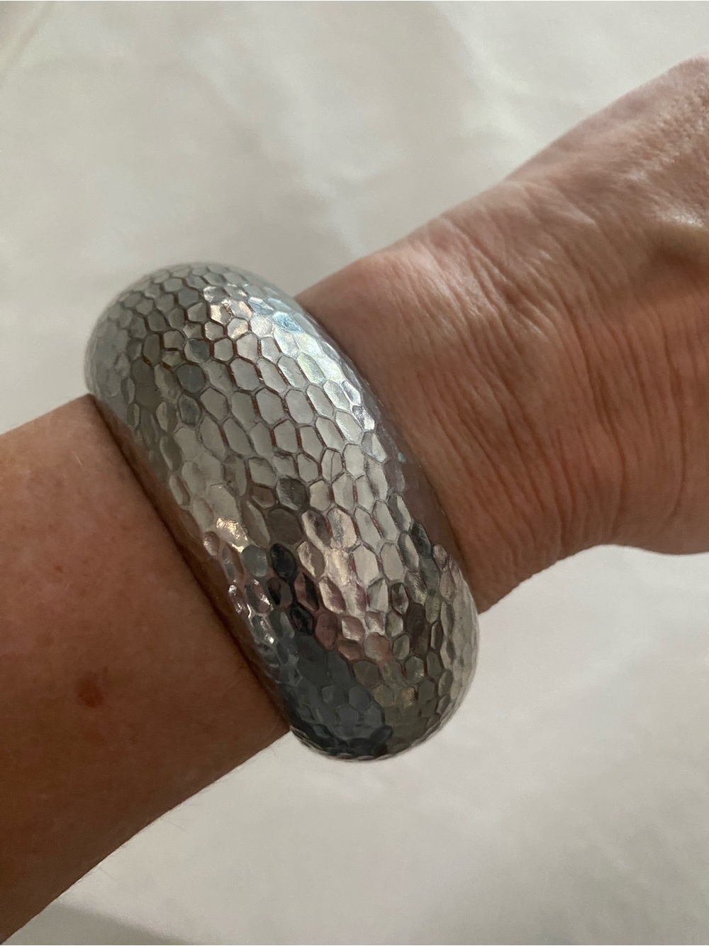 Bangle Bracelet Hammered Silver